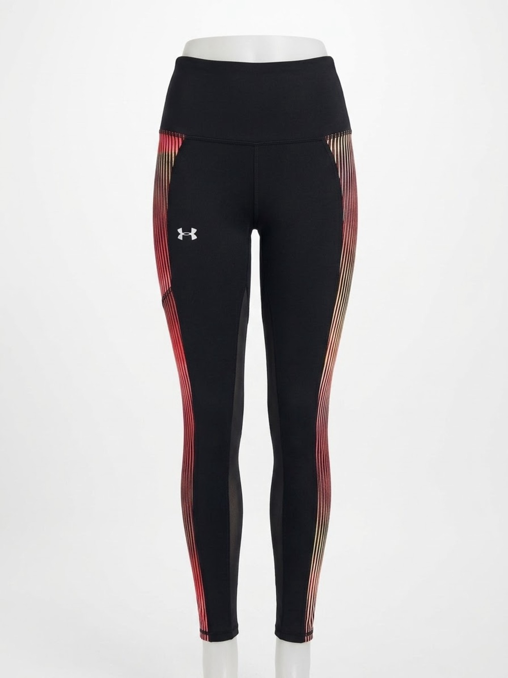 Under Armour Women’s Black High-Waist Leggings with Red Gradient Side Stripe